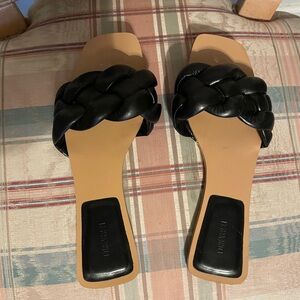 Women's Black Braided Slide Sandals